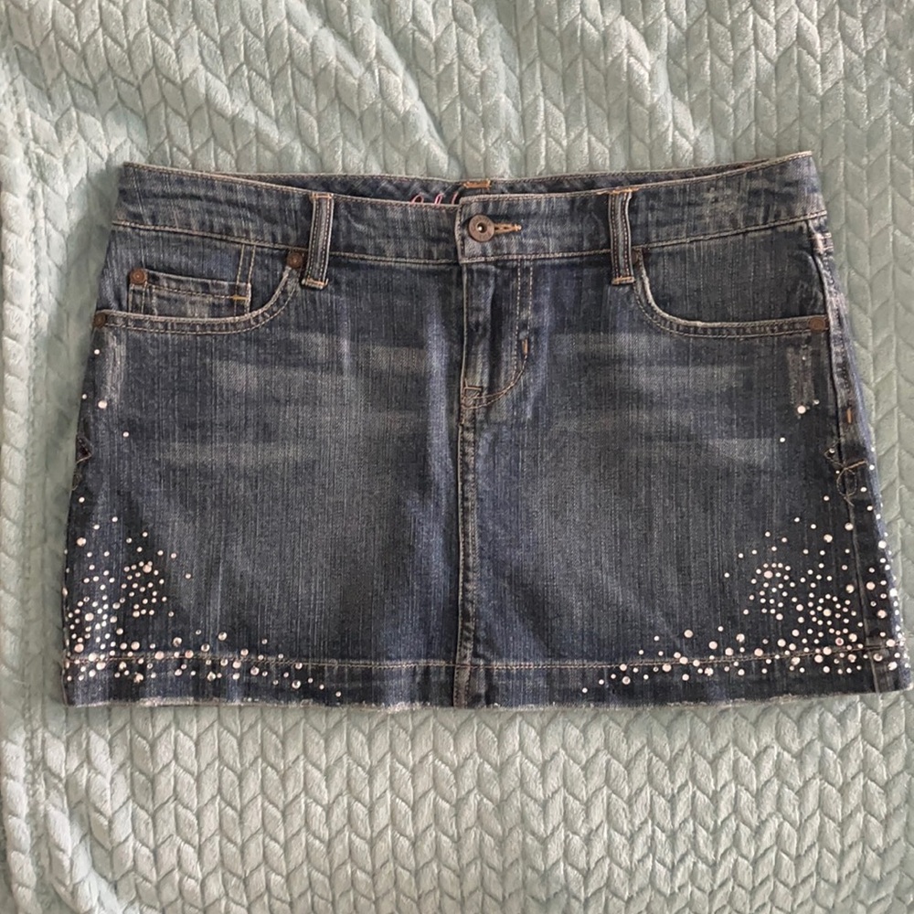 Rhinestone embellished Denim Mini skirt Size 11